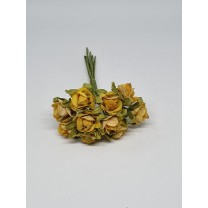 Pomito flor mini tela rosas d.1,5cm x 10 amarillo