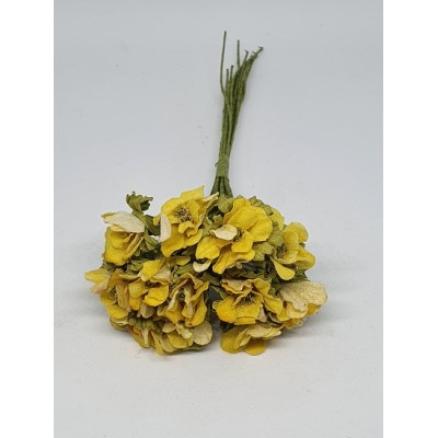 Pomito flor mini tela margaritas d.1.5 cm x 10 amarillo