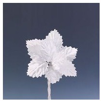 Pomito flor mini tela hojas 3cm x 12 blanca