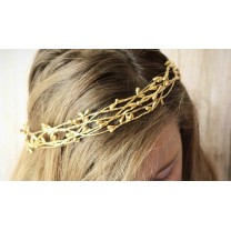 Corona de niña 50cm línea Dina de pistilos dorado