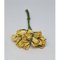 Pomito flor mini papel flor rositas d.1,5cm x 10 amarillo fuerte