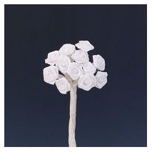 Pomito flor mini tela rosita raso mini d.0,6cm x 12 blanca