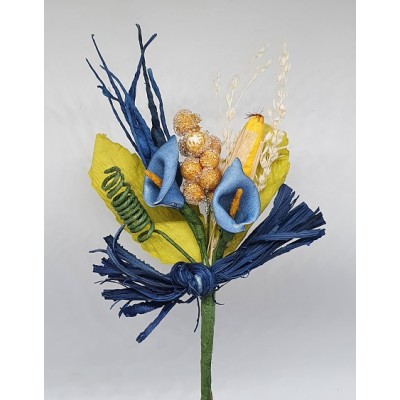 Prendido flor mini foam cala 1 x 2 cm c/maiz azul