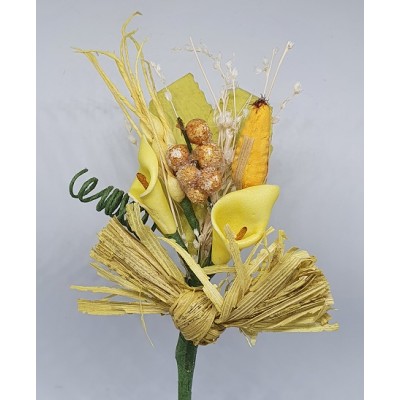 Prendido flor mini foam cala 1 x 2 cm c/maiz amarillo