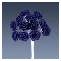 Pomito flor mini tela rosita raso d.1,2cm x 12 azul marino