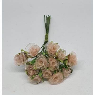 Pomito flor mini organza rosa d.1,2 cm x 12 rosa
