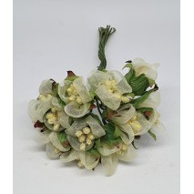 Pomito flor mini organza margarita d. 2,9 cm x 12 beige