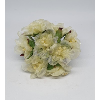 Pomito flor mini organza margarita d.3,5 cm x 8 beige