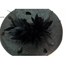 Alquiler pamela paja natural ahuecada Ø 41cm x 6 cm t.57 negra decorada