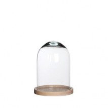 Alquiler cúpula o urna cristal con base de madera alt.23 cm d.17,5 cm