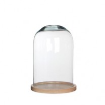 Alquiler Cúpula o urna cristal con base de madera alt.30cm d.21,50cm