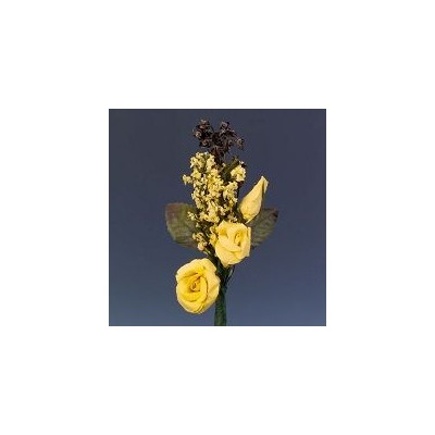Prendido flor mini papel con flor seca amarillo
