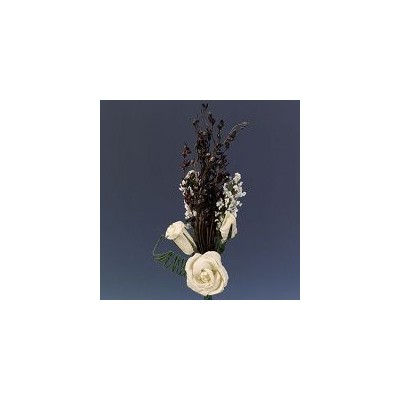 Prendido flor mini papel con flor seca blanco