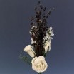 Prendido flor mini papel con flor seca blanco