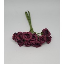 Pomito flor mini papel rosa d.1.8cm x 12 burdeos