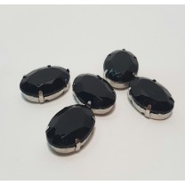 Bolsa aplicación oval cristal acrílico sobre latón  2,5 x 1,8cm negro 5 unidades