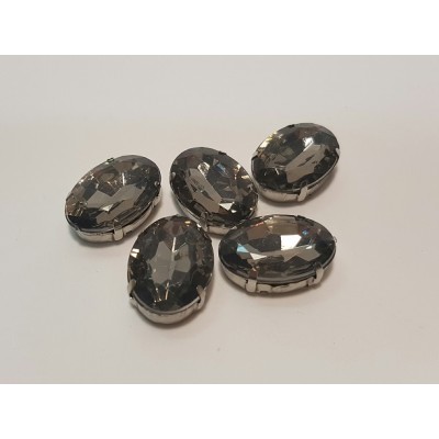 Bolsa aplicacion oval cristal acrilico sobre latón  2,5 x 1,8 cm gris 5 uni