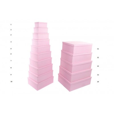 Caja cartón rectangular lunares rosa 24 x 17 x 10 cm