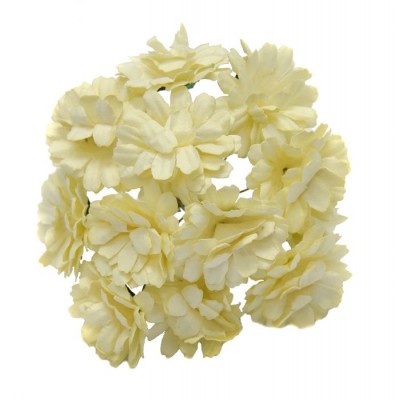 Pomito flor mini papel zinnia 3,5 cm x 12 beige dorado