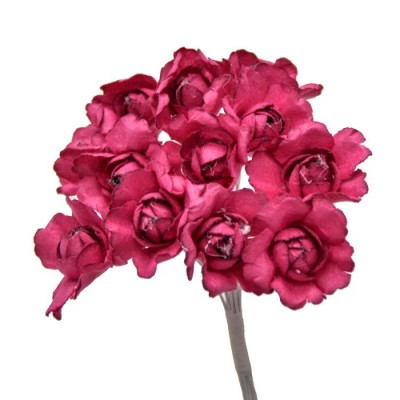 Pomito flor mini papel rosa abierta 2,5 cm x 12 buganvilla