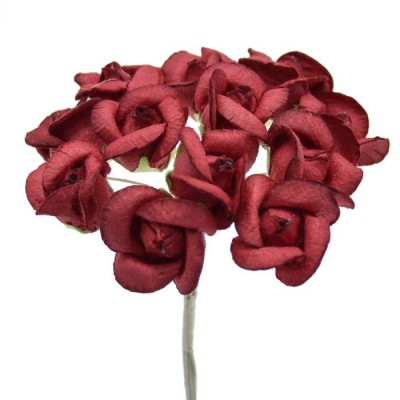 Pomito flor mini papel rosa 2,5 cm x 12 rojo