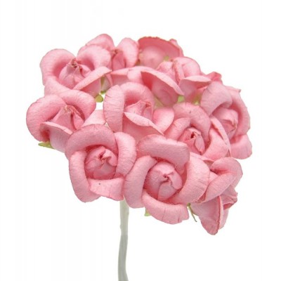 Pomito flor mini papel rosa 2,5 cm x 12 rosa