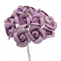 Pomito flor mini papel rosa 2,5 cm x 12 morado empolvado