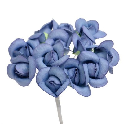 Pomito flor mini papel rosa 2,5 cm x 12 azul oxford