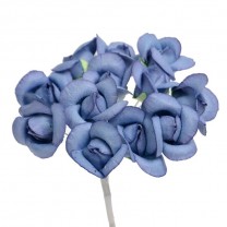 Pomito flor mini papel rosa 2,5cm x 12 azul oxford
