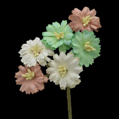 Pomito flor mini papel margaritas 2,3 cm x 6 multicolor naturales