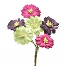 Pomito flor mini papel margaritas 2,3 cm x 6 multicolor vivos