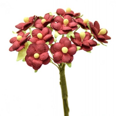 Pomito flor mini papel margaritas 2 cm x 12 rojo