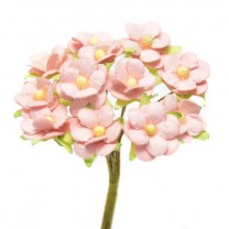 Pomito flor mini papel margaritas 2cm x 12 rosa empolvado