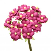 Pomito flor mini papel margaritas 2 cm x 12 fucsia buganvilla