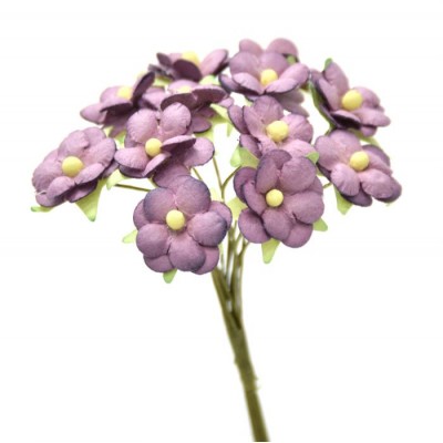 Pomito flor mini papel margaritas 2 cm x 12 morado empolvado