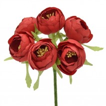Pomito flor mini tela ranunculus 4 cm x 6 fl rojo