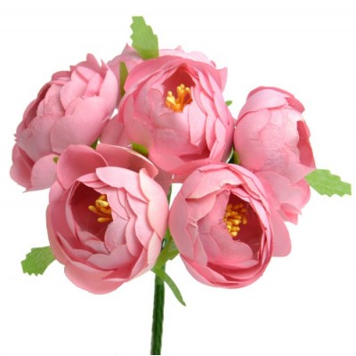Pomito flor mini tela ranunculus 4 cm x 6 fl rosa