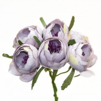 Pomito flor mini tela ranúnculos 4cm x 6 fl malva empolvado