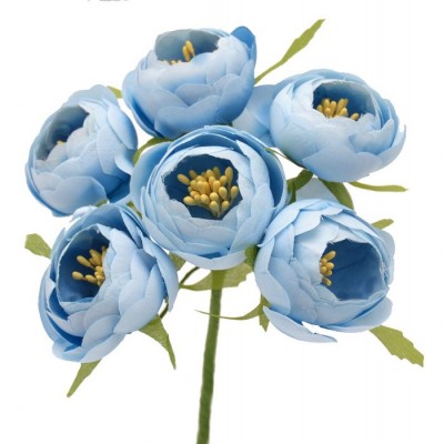 Pomito flor mini tela ranunculus 4 cm x 6 fl azul cielo