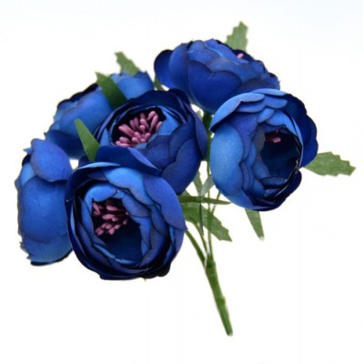 Pomito flor mini tela ranunculus 4 cm x 6 fl azulina