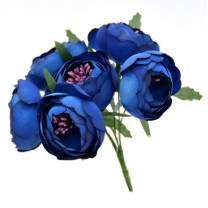 Pomito flor mini tela ranúnculos 4cm x 6 fl azulina