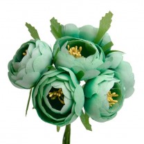 Pomito flor mini tela ranúnculos 4cm x 6 fl verde claro