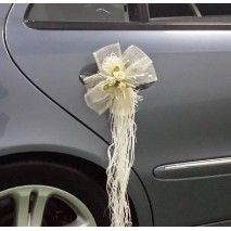 Lazos de coche sinamay 70 mm escarapela c/flores y rafia