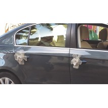 Lazos de coche sinamay 70 mm escarapela c/flor eu-002717bl