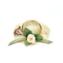 Regalo montaje sombrerito sinamay natural decorado