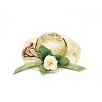 Montaje sombrerito sinamay natural decorado