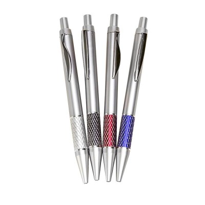 Regalo bolígrafo personalizable plateado franja colores surtido 4