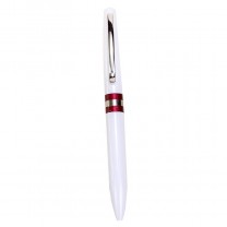 Bolígrafo personalizable blanco 14cm franja rojo