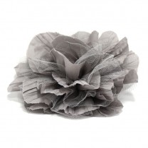 Flor organza y tul 14cm gris