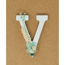 Letra madera 11 cm decorada con flores secas